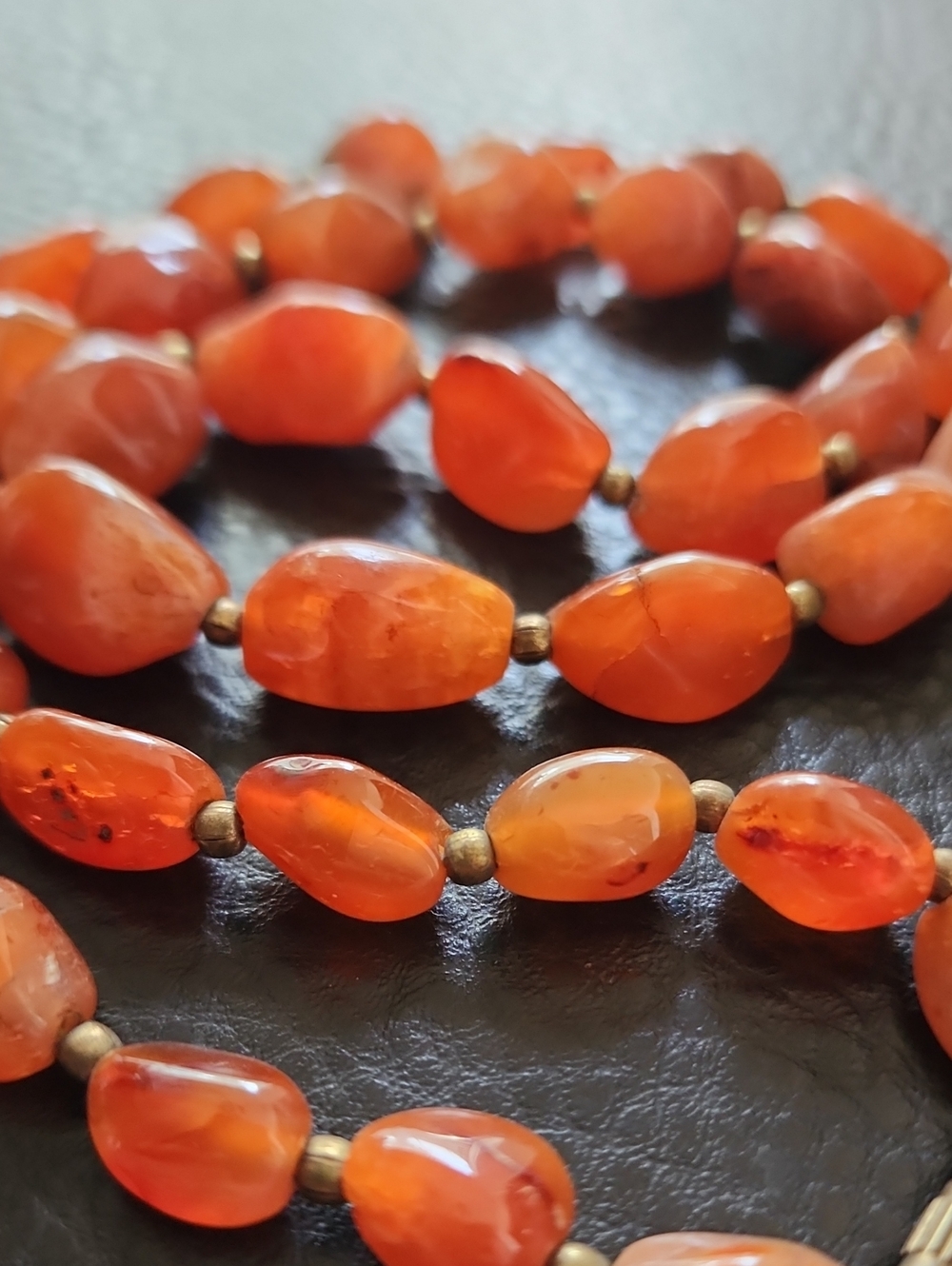 VTG Orange Stone Bead Necklace